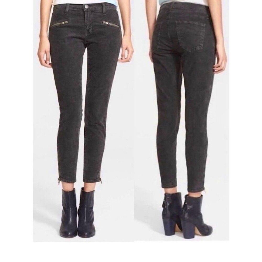 Current Elliott Soho Zip Stiletto Corduroy Skinny 28 | NWT Gunmetal Y2K Academia